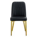 4 Modern Dining Chairs, Sleek Pu Leather Backrest, And Gold Metal Legs Bring A Comfortable Home Experience To The Kitchen, Bedroom, And Office. Black Pu