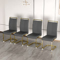 Table And Chair Set,Modern Minimalist Rectangular Dining Table, 0.4 Inch Thick, With A Black Imitation Marble Pattern Desktop And Black Mdf Legs. Comfortable Pu Seats,Perfect For Dinner, Meet Grey Black Seats 4 Mdf Glass