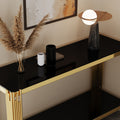 Modern Tempered Glass Top Console Table With Gold Stainless Steel Frame Gold Metal