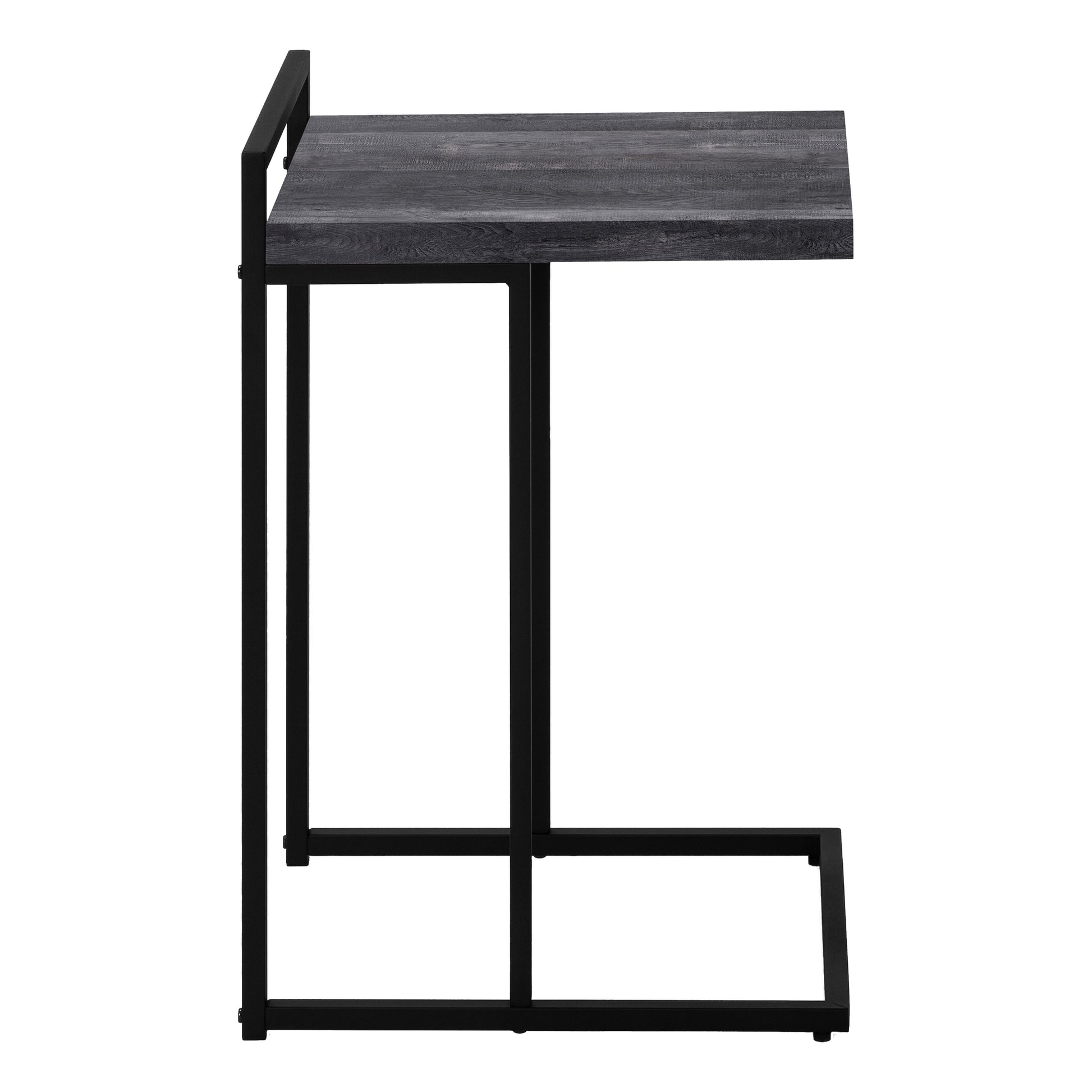 Accent Table, C Shaped, End, Side, Snack, Living Room, Bedroom, Black Laminate, Black Metal, Contemporary, Modern Black Particle Board