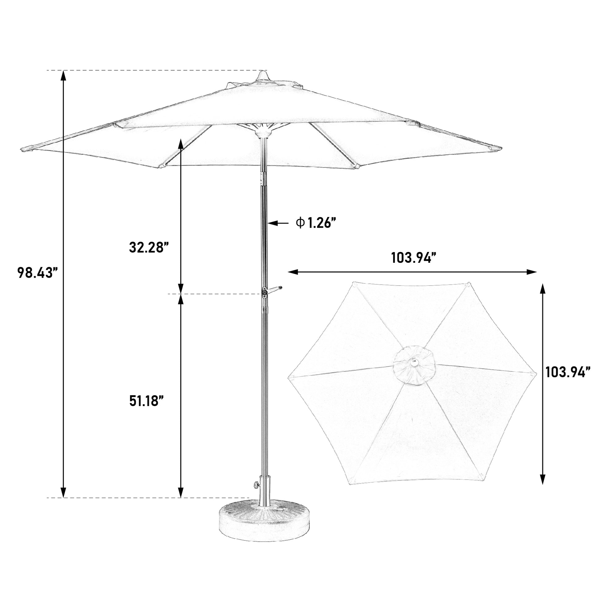 9Ft Outdoor Patio Umbrella Outdoor Table Umbrella With Push Button Tilt And Crank, Market Umbrella 6 Sturdy Ribsdeck, Backyard, Pool Base Not Included Khaki Khaki Garden & Outdoor Steel