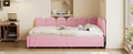 Full Size Upholstered Daybed With 2 Drawers,Velvet Sofabed With Soft Fabric Headboard, No Box Spring Needed, Pink Full Pink Wood Fabric