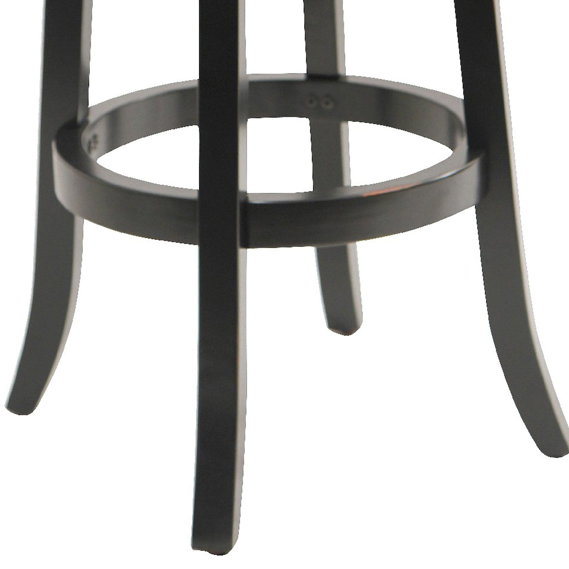 Ava 29 Inch Swivel Bar Stool, Solid Wood, Rich Faux Leather, Midnight Black Black Grey Solid Wood