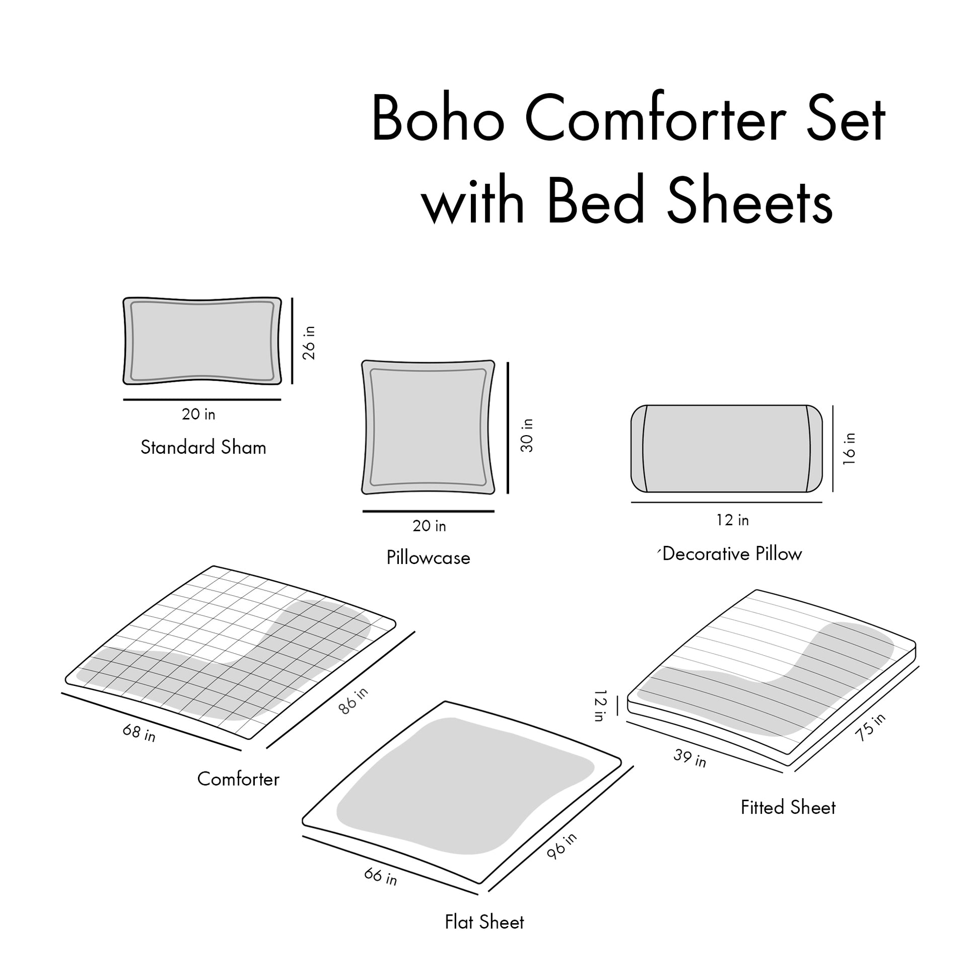 Boho Comforter Set With Bed Sheets Twin Aqua Polyester