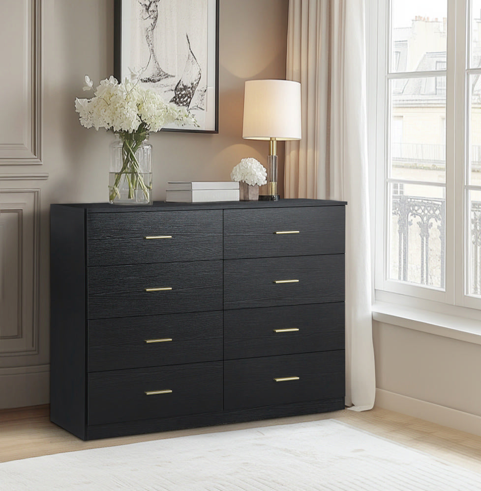 Modern Black 8 Drawer Dresser For Bedroom Large Storage Wide Chest Of Drawers, Sturdy & Safe Black White Primary Living Space American Design,Contemporary,Modern Melamine Engineered Wood