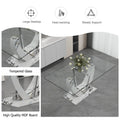 A Modern And Simple Rectangular Glass Table, Equipped With A 0.39 Inch Tempered Glass Table And Medium Density Board Legs, And Stainless Steel Support Shelves. Used In The Kitchen, Dining Room F 907 White Glass