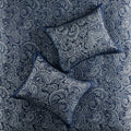 5 Piece Jacquard Bedspread Set With Throw Pillows Navy King Queen Navy Cotton