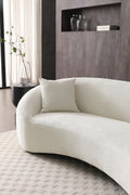 Minimalist Curved Sofa, 3 Seater, Chenille Velvet Fabric Upholstered Sofa, Tight Curved Back Velvet Cloud Couch For Living Room Apartment Office, White White Chenille Wood Primary Living Space Medium Soft Tight Back Modern Eucalyptus Recessed Arms Foam