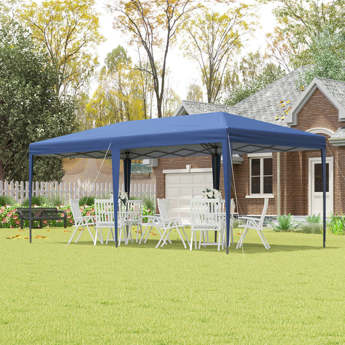 Outsunny 10' X 20' Pop Up Canopy Tent, Heavy Duty Tents For Parties, Outdoor Instant Gazebo Sun Shade Shelter With Carry Bag, For Catering, Events, Wedding, Backyard Bbq, Blue Blue Steel