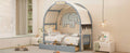 Twin Size Bed With Arched Roof And 2 Drawers, Gray Twin Gray Plywood