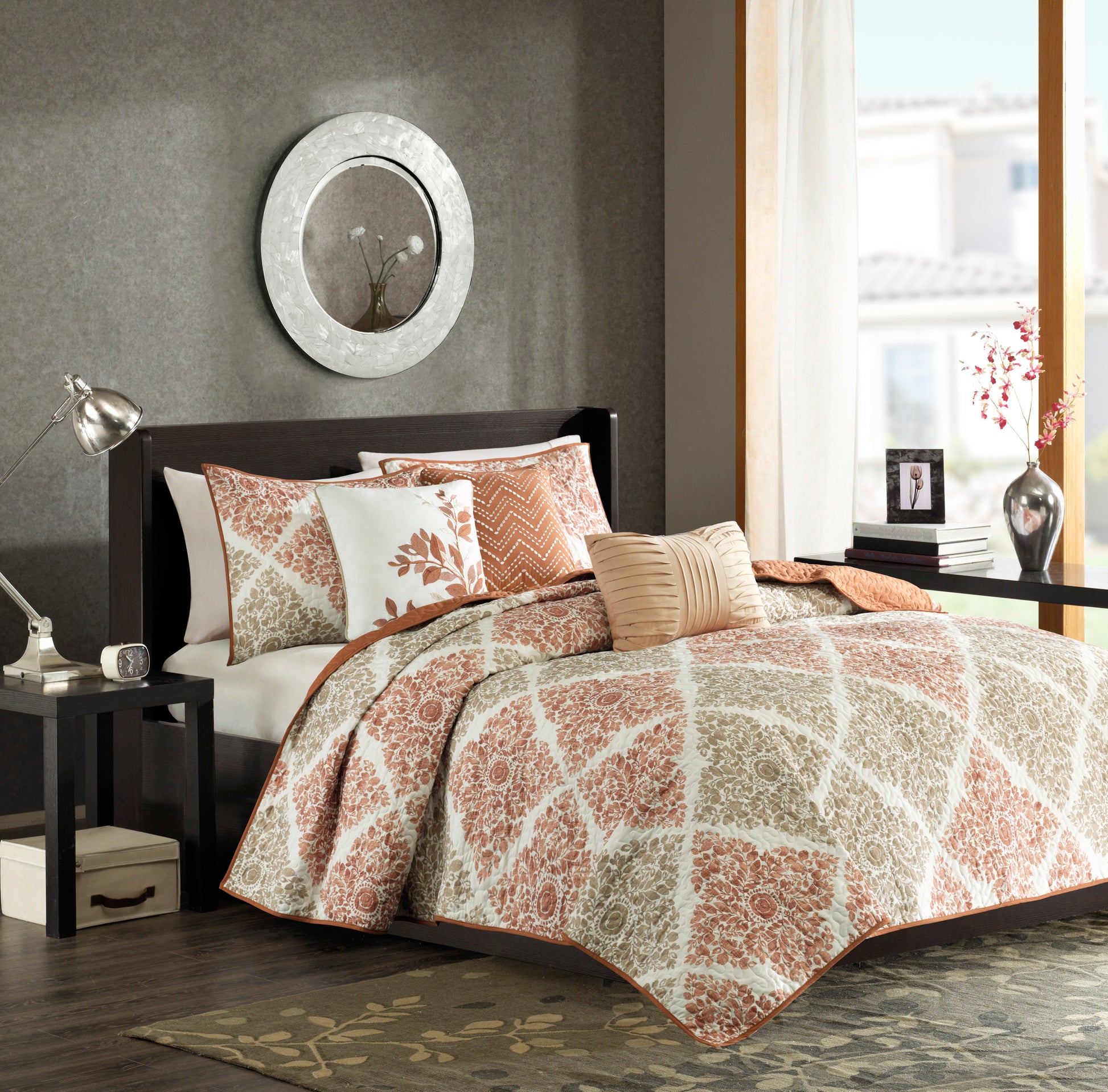 6 Piece Printed Quilt Set With Throw Pillows Multi Full Queen Full Multi Cotton