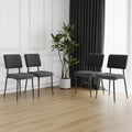 Modern Grey Simple Velvet Dining Chair Fabric Upholstered Chair Family Bedroom Stool Back Dressing, White Round Table Set, Chair Black Metal Legs Set Of 5 White Mdf