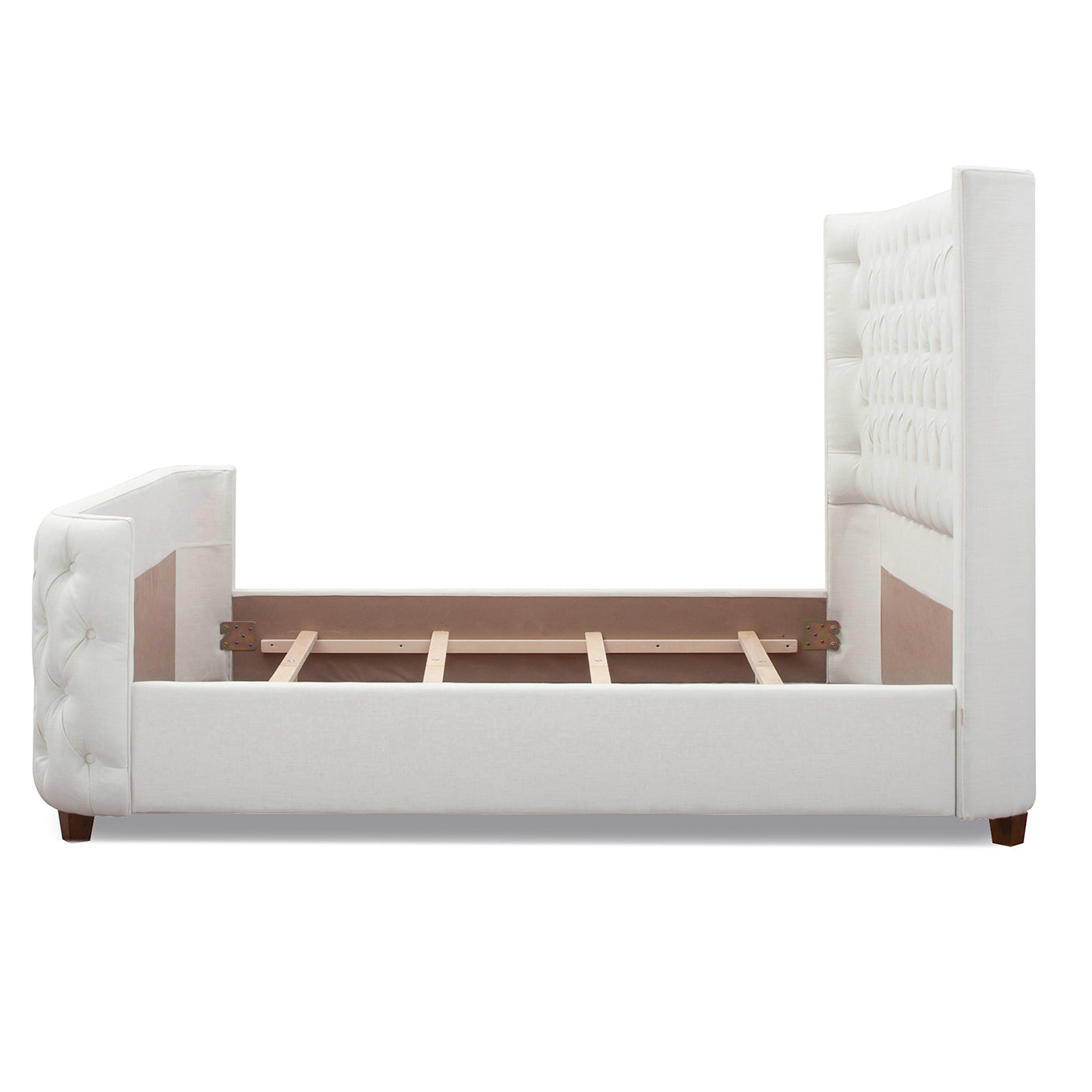 Brooklyn King Tufted Panel Bed Headboard And Footboard Set, Antique White Polyester Box Spring Required King Antique White Wood Foam Polyester Polyester