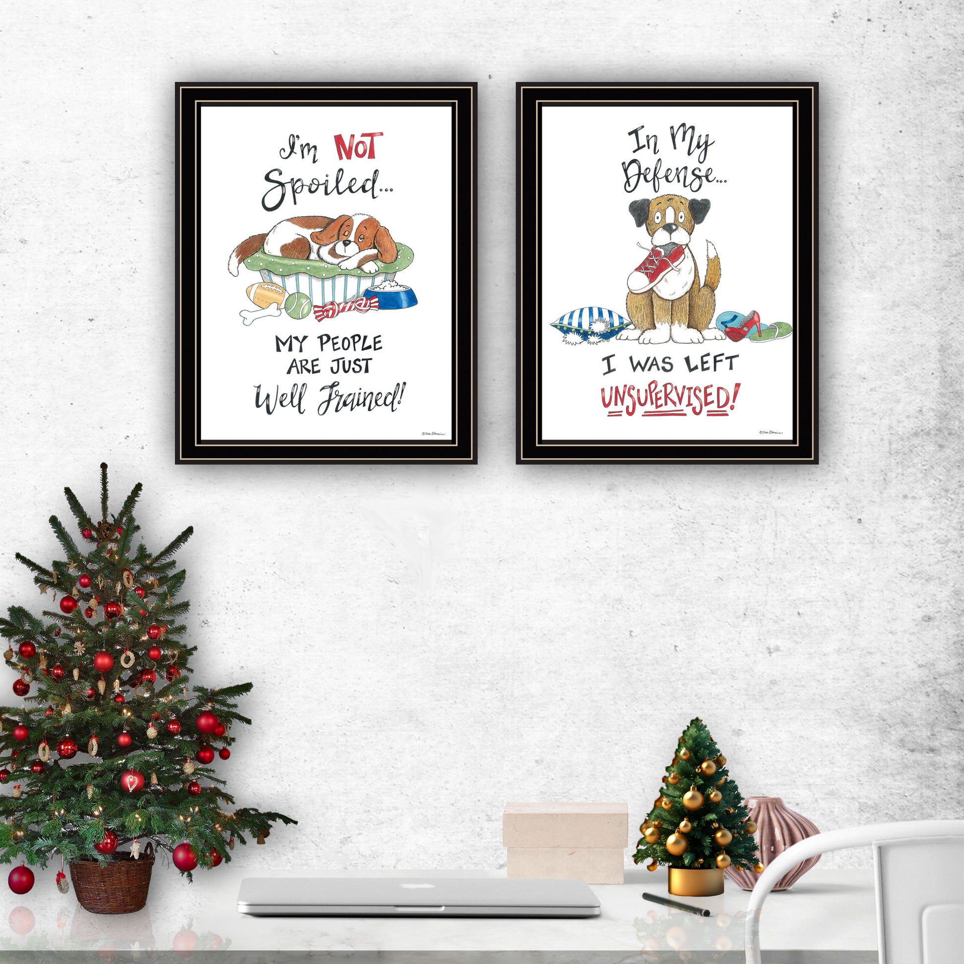 2 Piece Vignette I Was Left Unsupervised Black Framed Wall Art For Living Room, Bedroom Wall Art Print For Home Decor By Deb Strain Multicolor Wood Paper