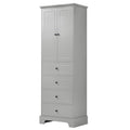 Storage Cabinet With 2 Doors And 4 Drawers For Bathroom, Office, Adjustable Shelf, Mdf Board With Painted Finish, Grey Grey Mdf