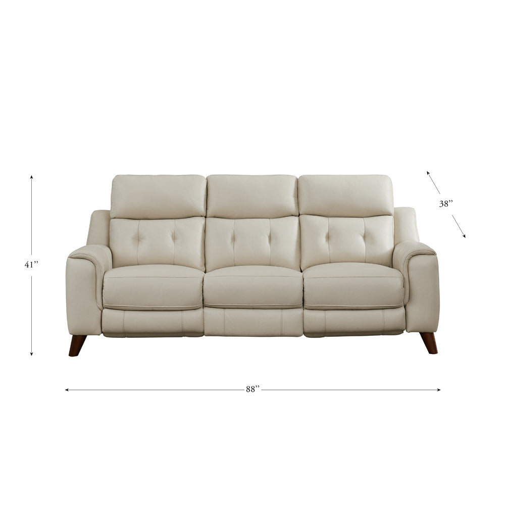 Torino Power Headrest Top Grain Leather Zero Gravity Reclining Sofa Off White Genuine Leather Wood Primary Living Space Medium Firm Tight Back Mid Century Modern Eucalyptus Pillow Top Arms Memory Foam Leather 3 Seat