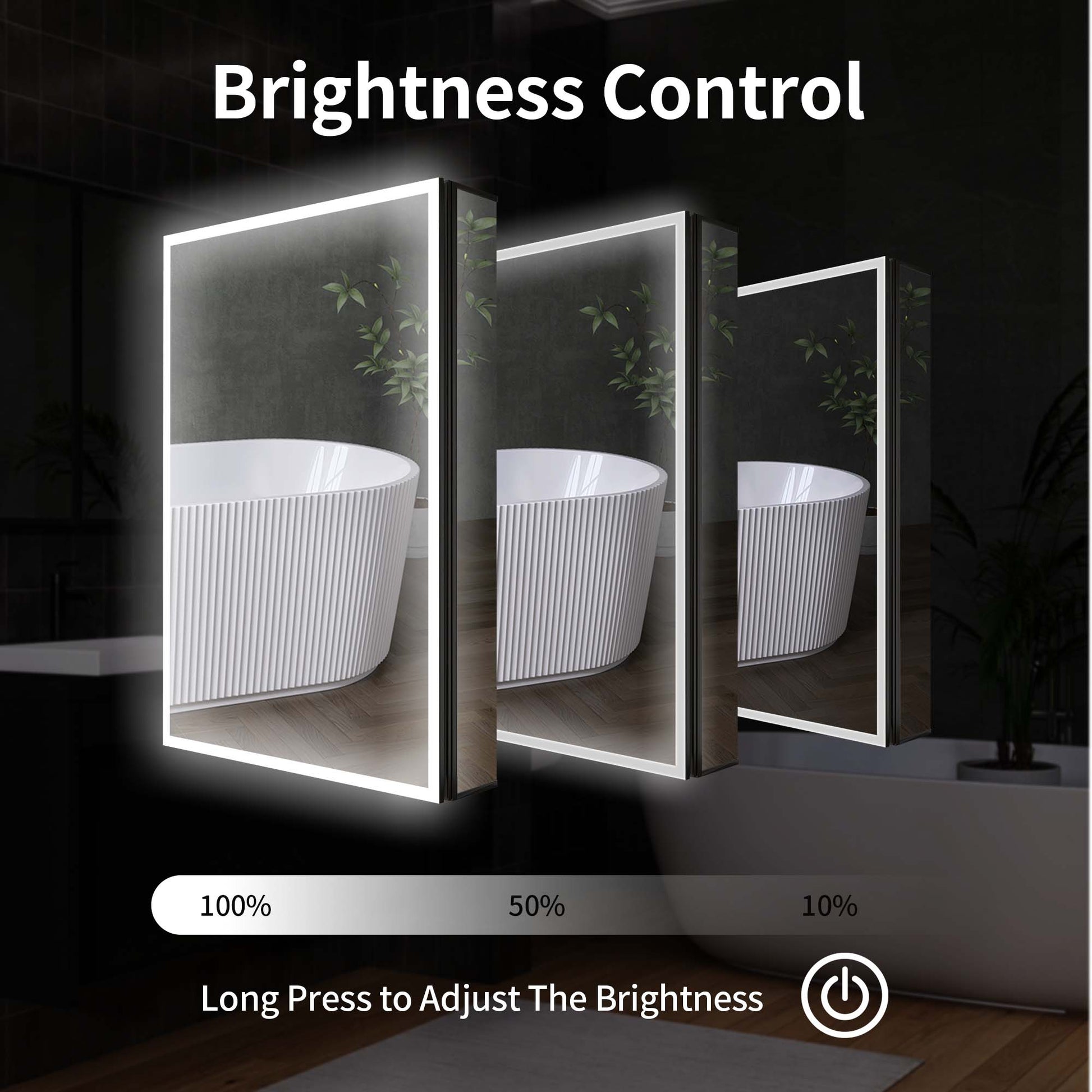 20" X 30" Lighted Medicine Cabinet With Mirror Aluminum Mirrored Cabinets For Bathroom Recessed Or Wall Mount, With Electrical Outlet Usb Anti Fog 3 Colors Light Built In Sensor Lamp Matte Black Modern Glass Aluminium Alloy