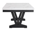 1Pc Transitional Modern Formal Dining Table White Faux Marble Rectangular Table Top Trestle Base Black Finish Legs Wooden Dining Room Furniture White Dining Room Contemporary,Farmhouse,Transitional Artificial Marble Trestle