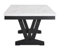 6Pc Dining Set Contemporary Style White Faux Marble Rectangular Table Top Dove Gray Upholstery Chairs Tufted Bench Black Finish Wooden Solid Wood Dining Room Furniture Wood Wood Gray Seats 6 Wood Dining Room Contemporary,Modern,Transitional Trestle