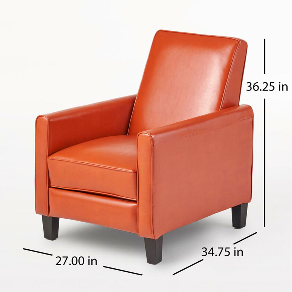 Recliner Push Back Chair For Elegant Home D Cor Orange Orange Pu