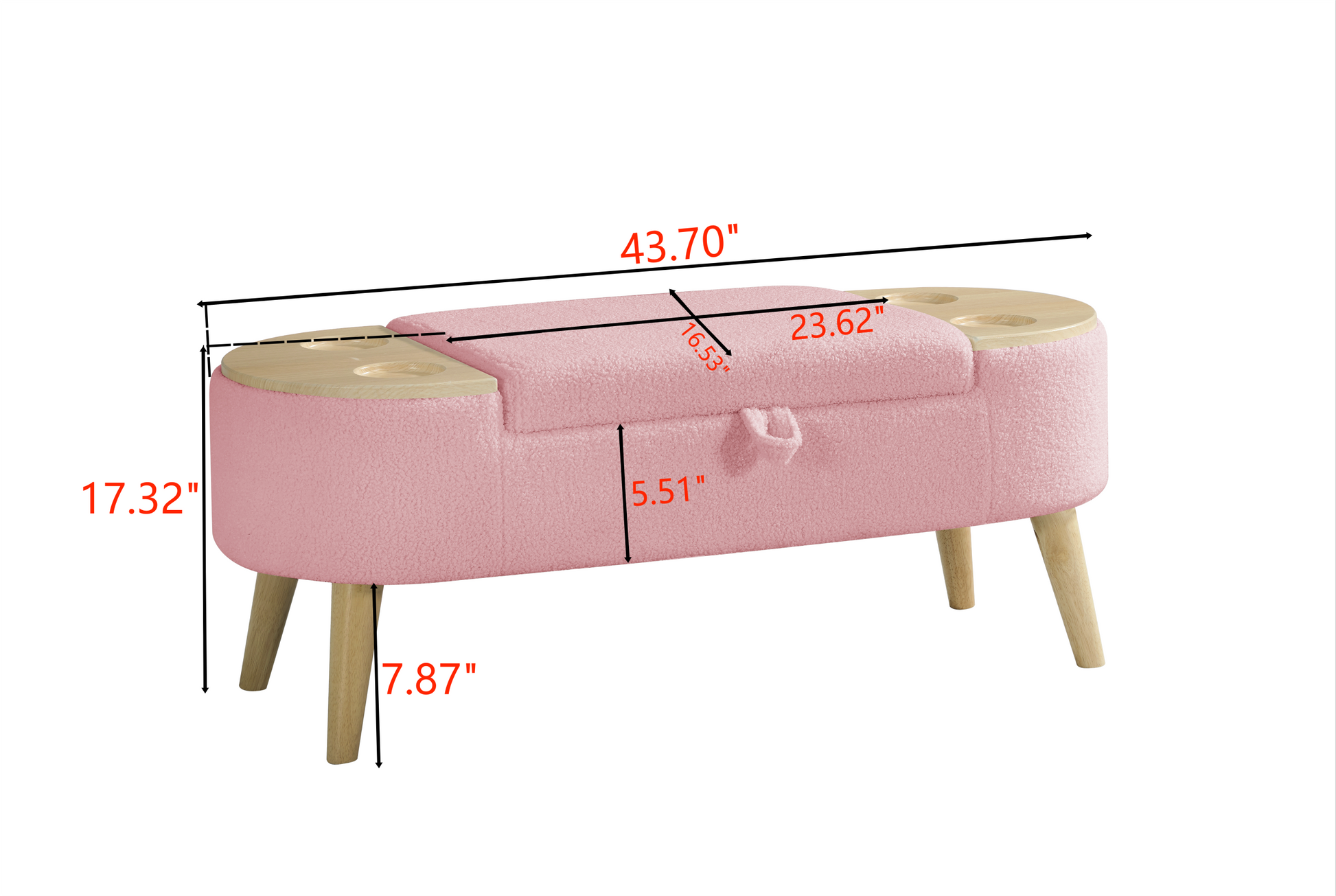 Ottoman Oval Storage Bench 3D Pile Fabric Bench With Large Storage Space For Living Room, Entryway And Bedroom Inpink Baskets White Primary Living Space Black Eucalyptus Wood Pink Step Stools & Step Ladders Cashmere Floral Contemporary Cubby Wool Fleece