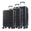 Hard Sided Expand Suitcase With Rotating Wheels, Tsa Lock, Retractable Handle, Black, 20