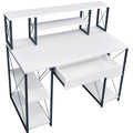 White And Black Office Desk With Open Shelves And Hutch White Black Writting Desk Office Rectangular Shelves Wood Metal Sled