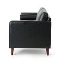 Mirod Comfy 3 Seat Sofa With Wooden Legs, Pu, For Living Room And Study Black Pu 3 Seat