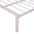 Full Size Metal Platform Bed With Twin Size Trundle,House Shaped Headboard Design, Pink Full Pink Metal