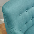Club Chair, Mid Century Modern Fabric Club Chair, Dark Teal Natural Teal Fabric