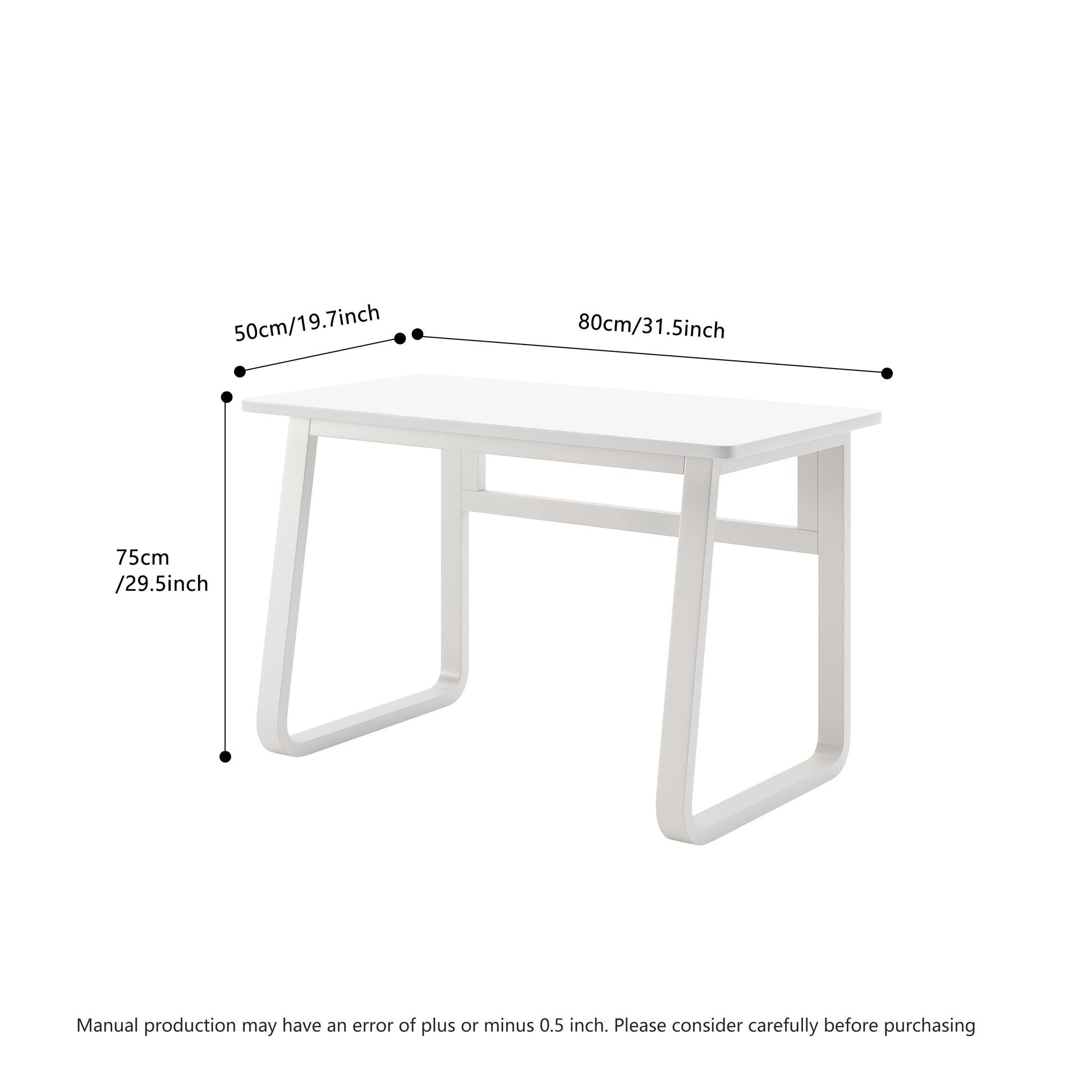 L31.5Inch Computer Desk Modern Simple Style Desk For Home Office, Small Writing Table Study Corner Work Desk For Bedroom White Metal