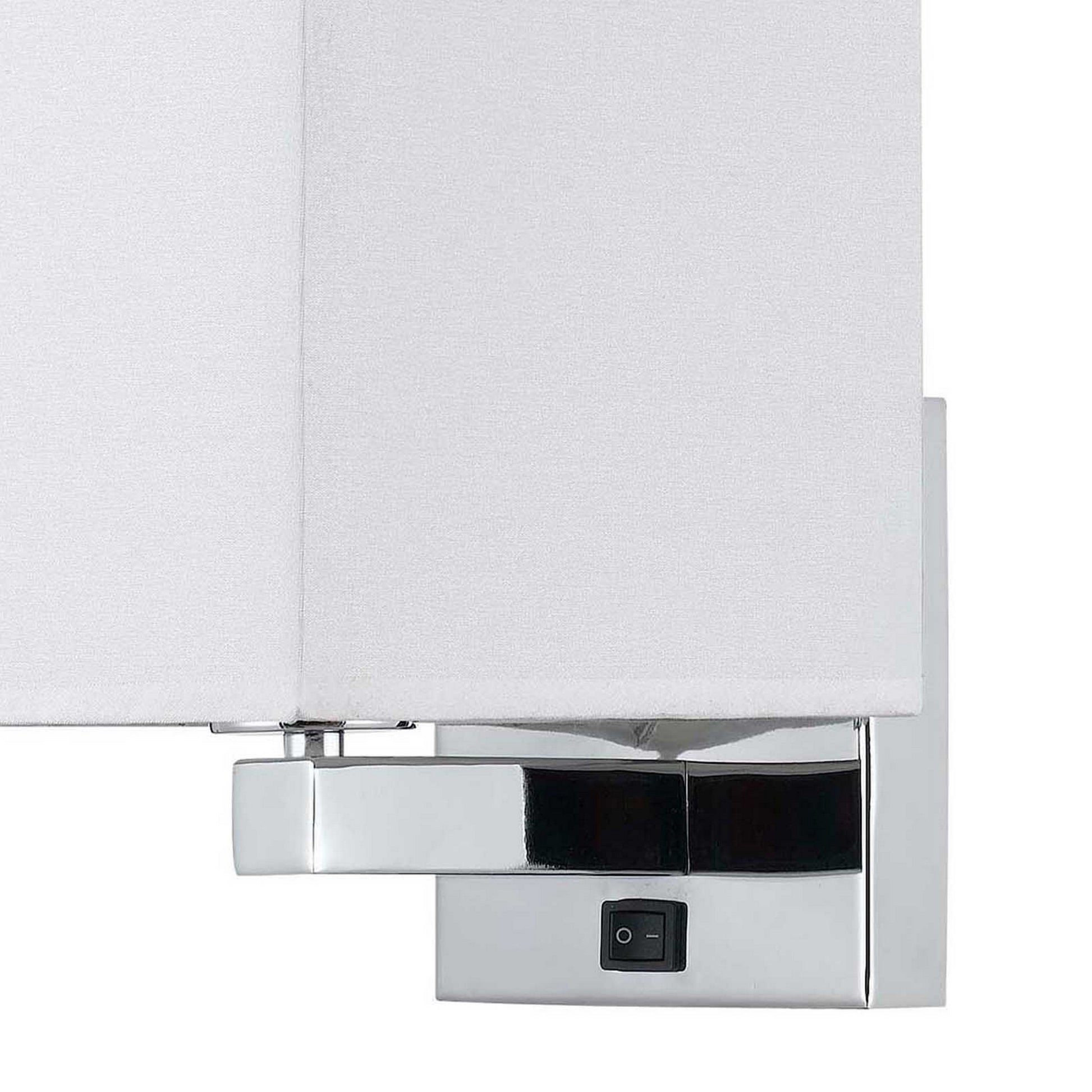 12 Inch Modern Wall Lamp With Fabric Shade, On Off Rocker Switch, White White Fabric Metal