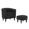 Modern Accent Chair,Upholstered Arm Chair Linen Corduroy Single Sofa Chair With Ottoman Foot Rest Comfy Armchair For Living Room Bedroom And Office,Black Black Fabric