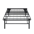 Black Metal Platform Foldable Bed Frame Twin Size, Toolless High Profile Design Twin Black Metal Bedroom Bed Frame Metal