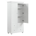 Tall Storage Cabinet With Three Drawers For Bathroom Office, White White Mdf