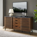 Contemporary Sliding Slat Door Sideboard Ebony Dark Walnut Ebony Mdf