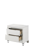 Tarian Pearl White Finish Nightstand White Acrylic,Synthetic Wood