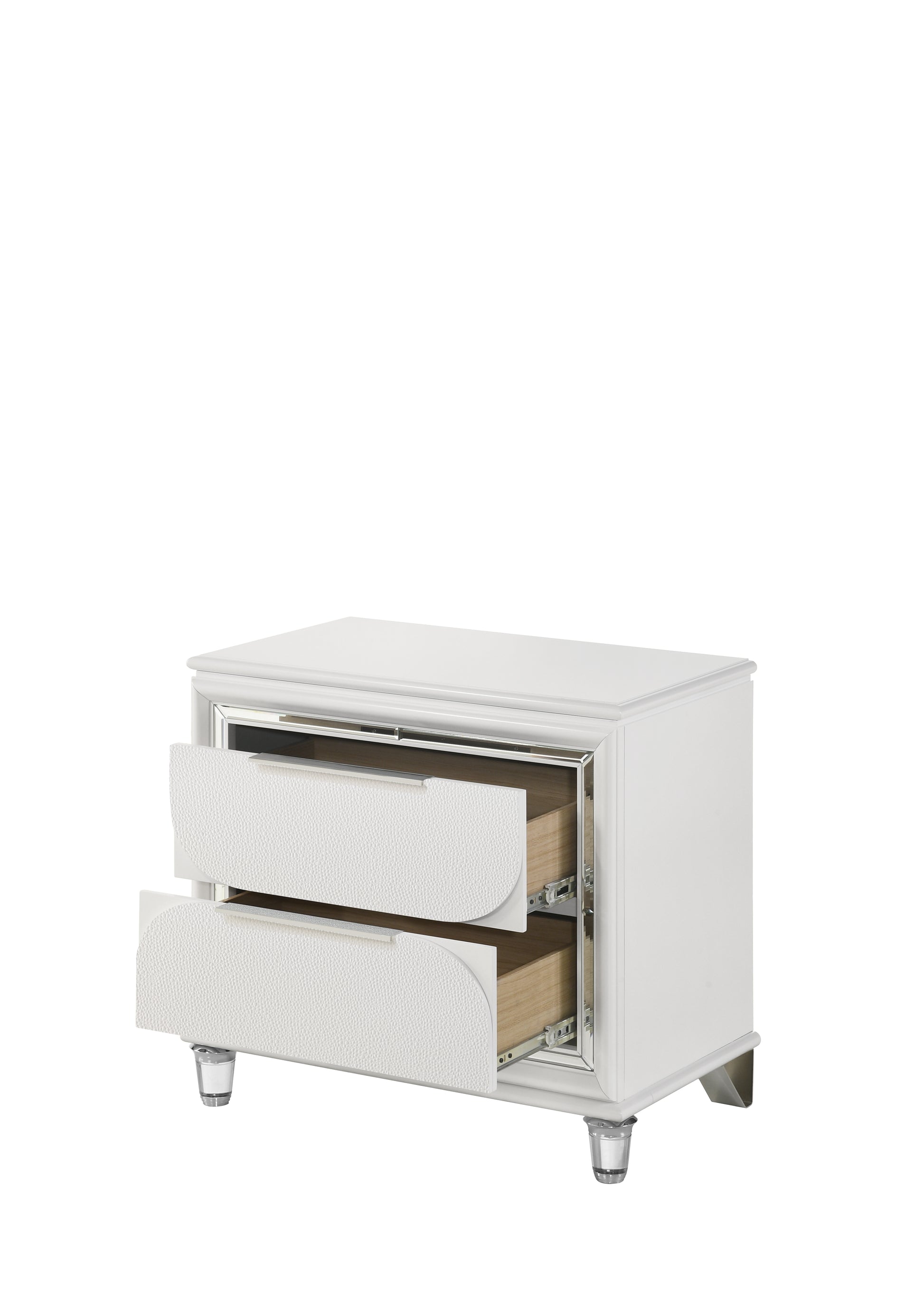 Tarian Pearl White Finish Nightstand White Acrylic,Synthetic Wood