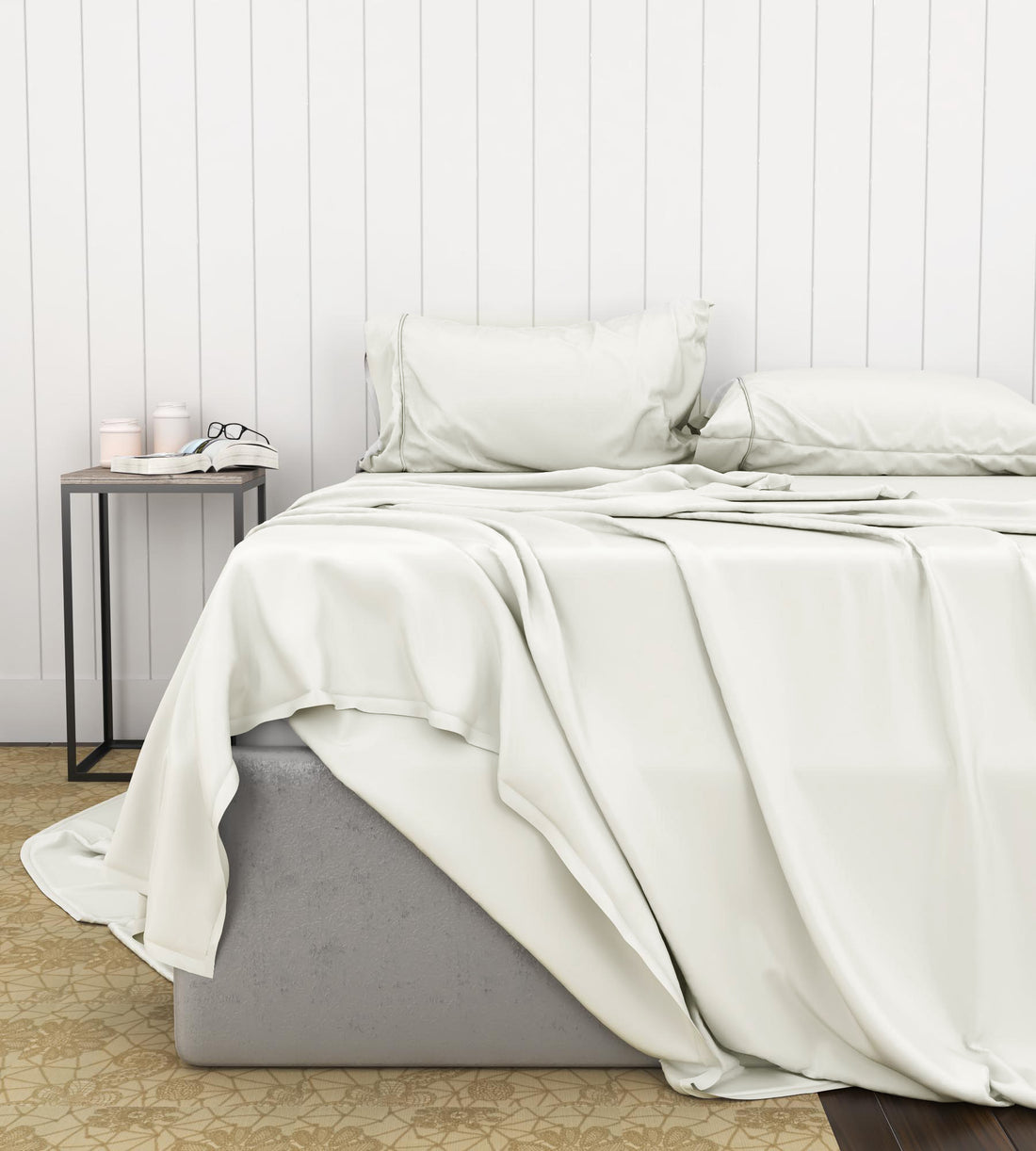 Bamboo Cotton Sheets Soft And Smooth With Viscose From Bamboo Ivory King Split Head Ivory Cotton
