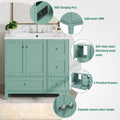 36 Inch Modern Bathroom Vanity With Usb Charging, Two Doors And Three Drawers Bathroom Storage Vanity Cabinet, Small Bathroom Vanity Cabinet With Single Sinkgreen Faucets Not Included Green Bathroom Modern Solid Wood Mdf Resin