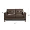 Huntington Leather Loveseat Dark Granite Memory Foam Genuine Leather