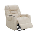 Nairi Power Recliner W Lift, Heating & Massage, Light Gray Leather Aire Lv02995 Light Gray Upholstered