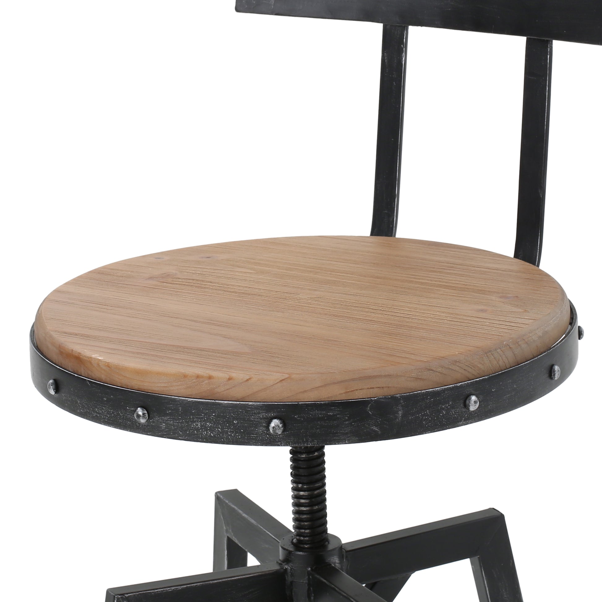 Metal Chair With Wooden Seat Antique Black Metal & Wood