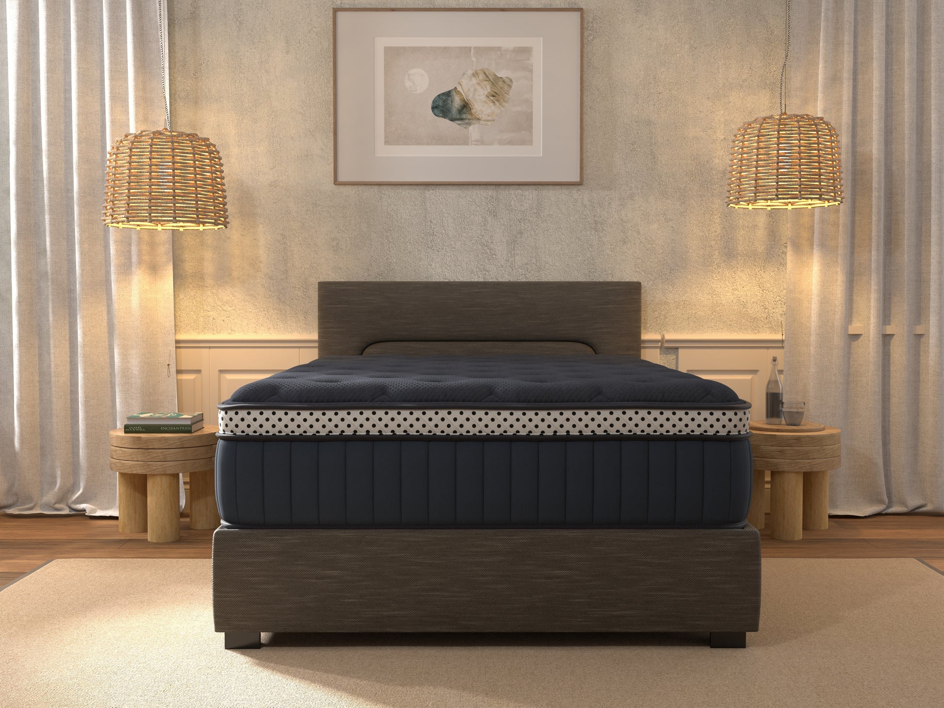 Wink Blue 15" Box Top King Mattress Blue Memory Foam And Polyurethane Foam Fabric King