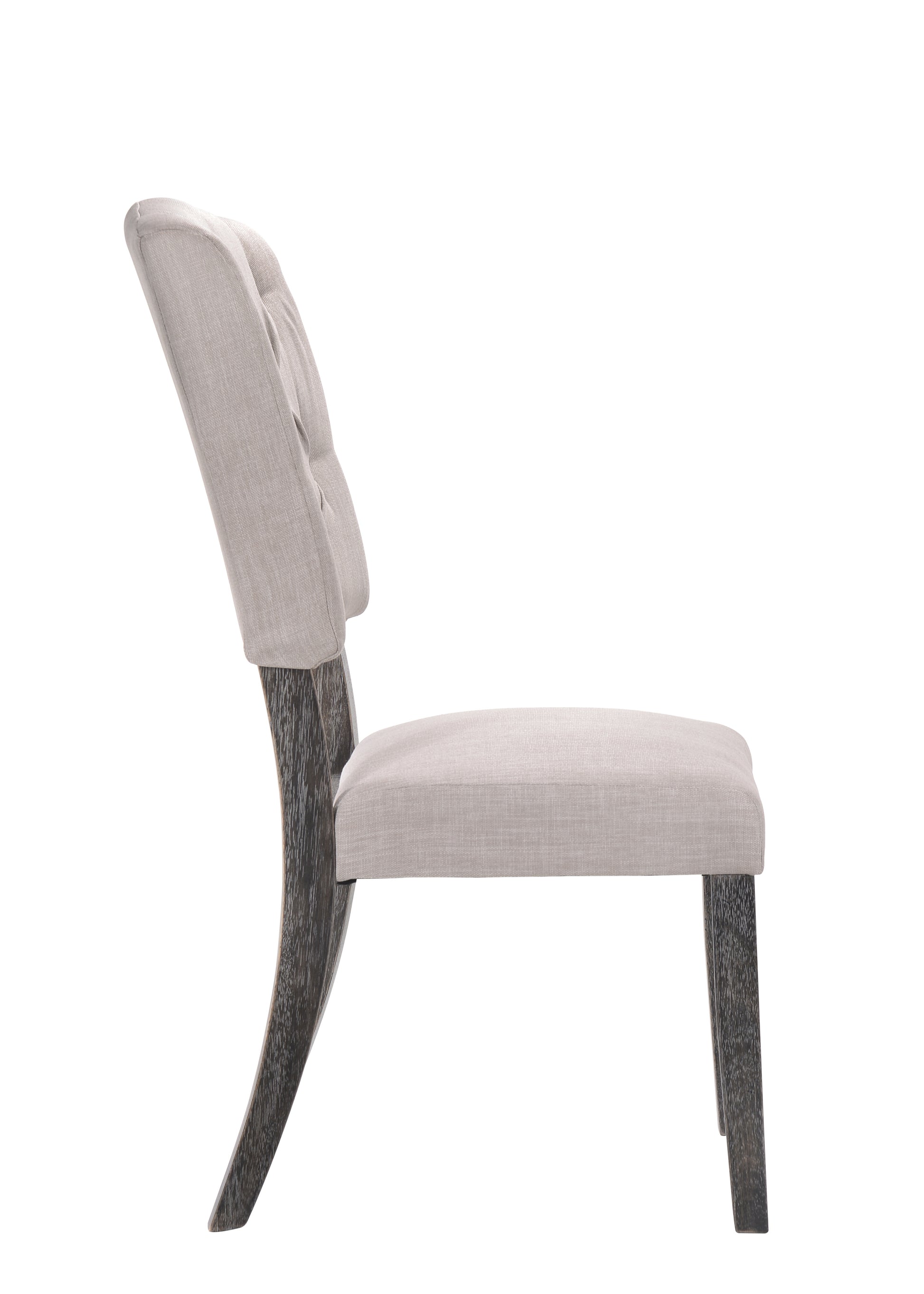 Bernard Beige Linen & Weathered Gray Oak Finish Side Chair Set Of 2 Beige,Gray Linen,Synthetic Wood