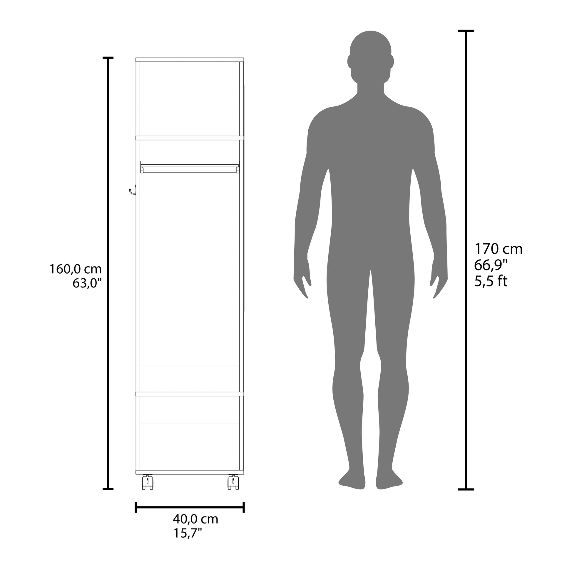 Benson Wardrobe In Melamine With Mirror And Open Storage White Bedroom Contemporary,Modern Particle Board Melamine