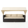 Glaros Sofa Set With Canopy Brown Beige Brown Pe Rattan Iron