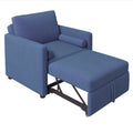 3 In 1 Convertible Sleeper Chair With Adjustable Backrest, Lounger Chair Turns Into Bed, Single Bed For Living Room, Velvet, Ink Blue Blue Velvet