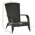 Outsunny Patio Wicker Adirondack Chair, Outdoor All Weather Rattan Fire Pit Chair W Soft Cushions, Tall Curved Backrest And Comfortable Armrests For Deck Or Garden, Cream White Cream White Steel