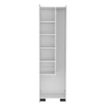 Broom Cabinet Double Door Design With Inner Shelves And Side Hangers, White White Solid Wood Mdf Engineered Wood